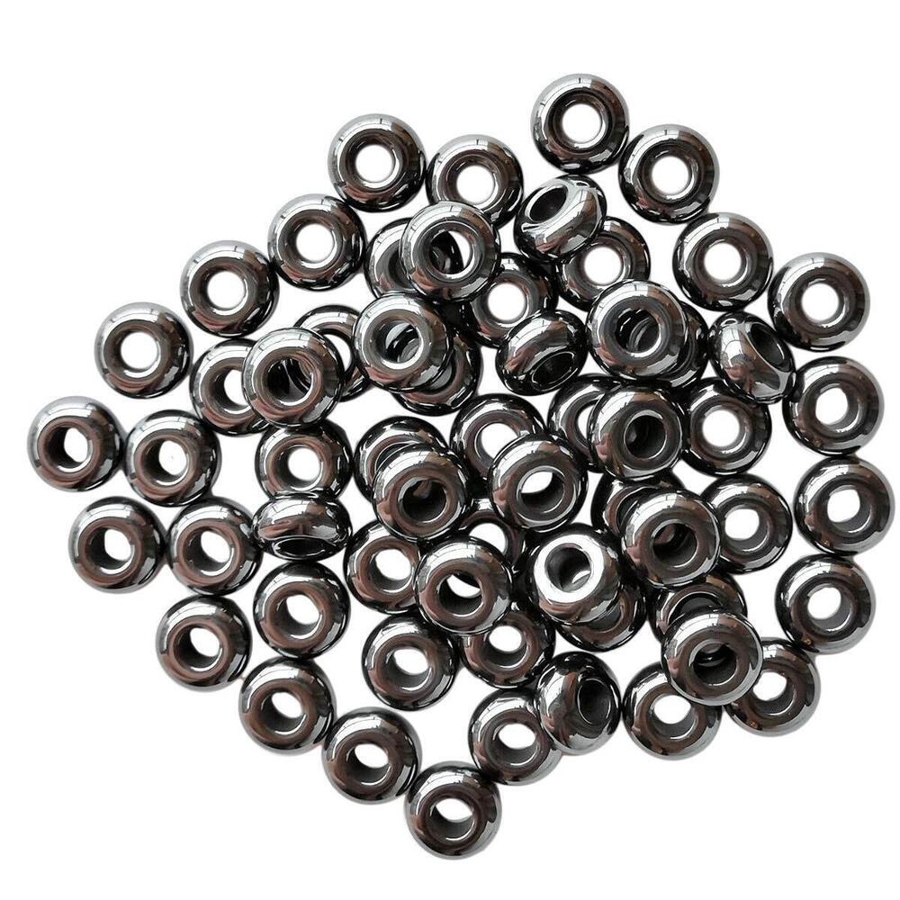 1810 20 Pcs Large Hole Loose Stone Rondelle Hematite Beads for Crystals